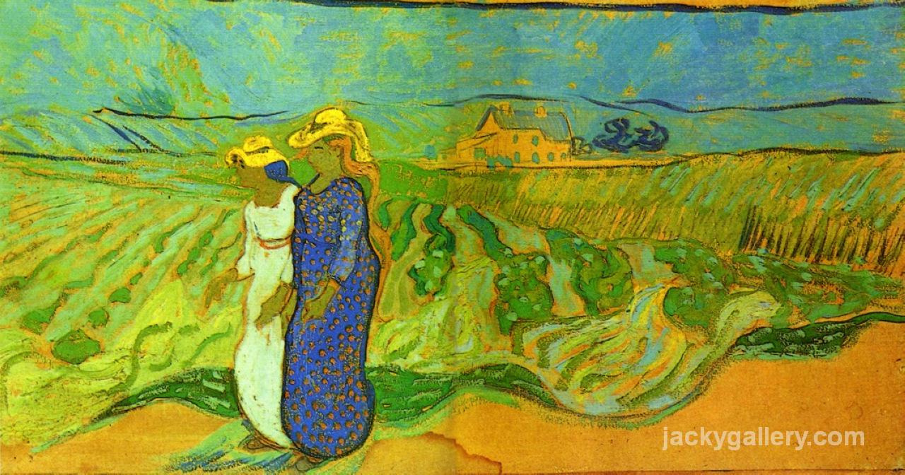 Two Women Crossing the Fields, Van Gogh painting